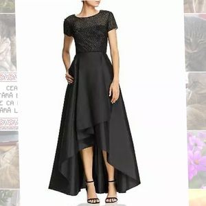 Adrianna Papell Black Formal Hi-Low Evening Dress